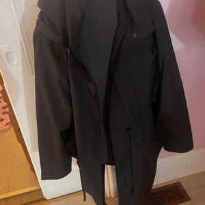 Black Hooded Rain Jacket